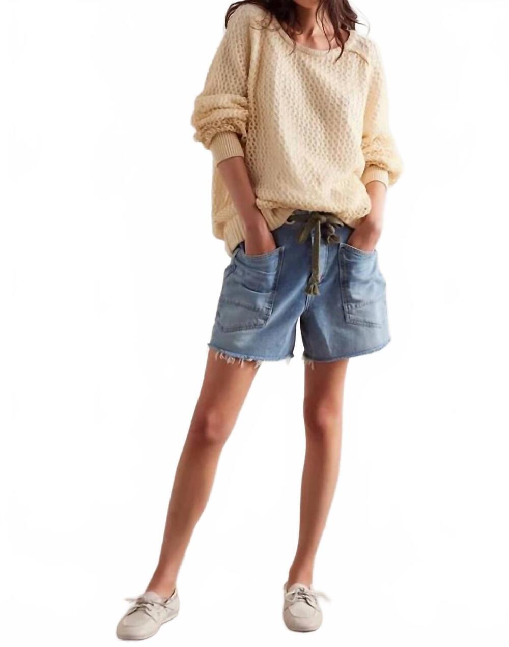 NEW FREE PEOPLE moxie low-rise shorts in truest blue